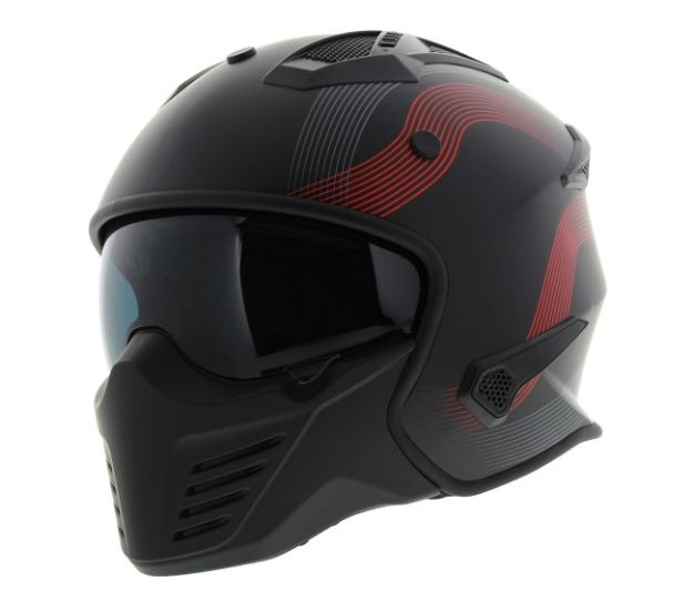 HELMET VITO JET BRUZANO MATTE BLACK +  RED 02030 Vito Bruzano a fluo red (1)